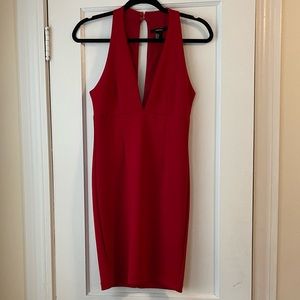 Forever 21 Red Deep V Above The Knee Dress